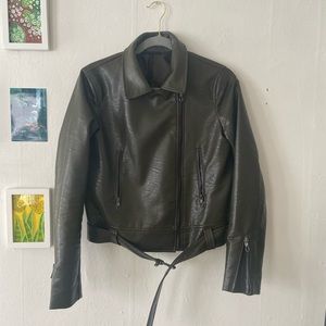 Olive faux leather jacket